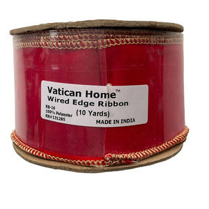 Vatican Homes Wire Edged Ribbon Red Gold Edge 10 Yards New